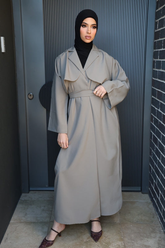 The Trench Abaya - Grey