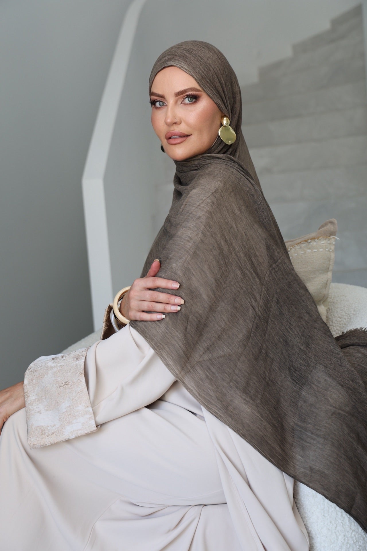 Sandy Taupe Textured Crinkled