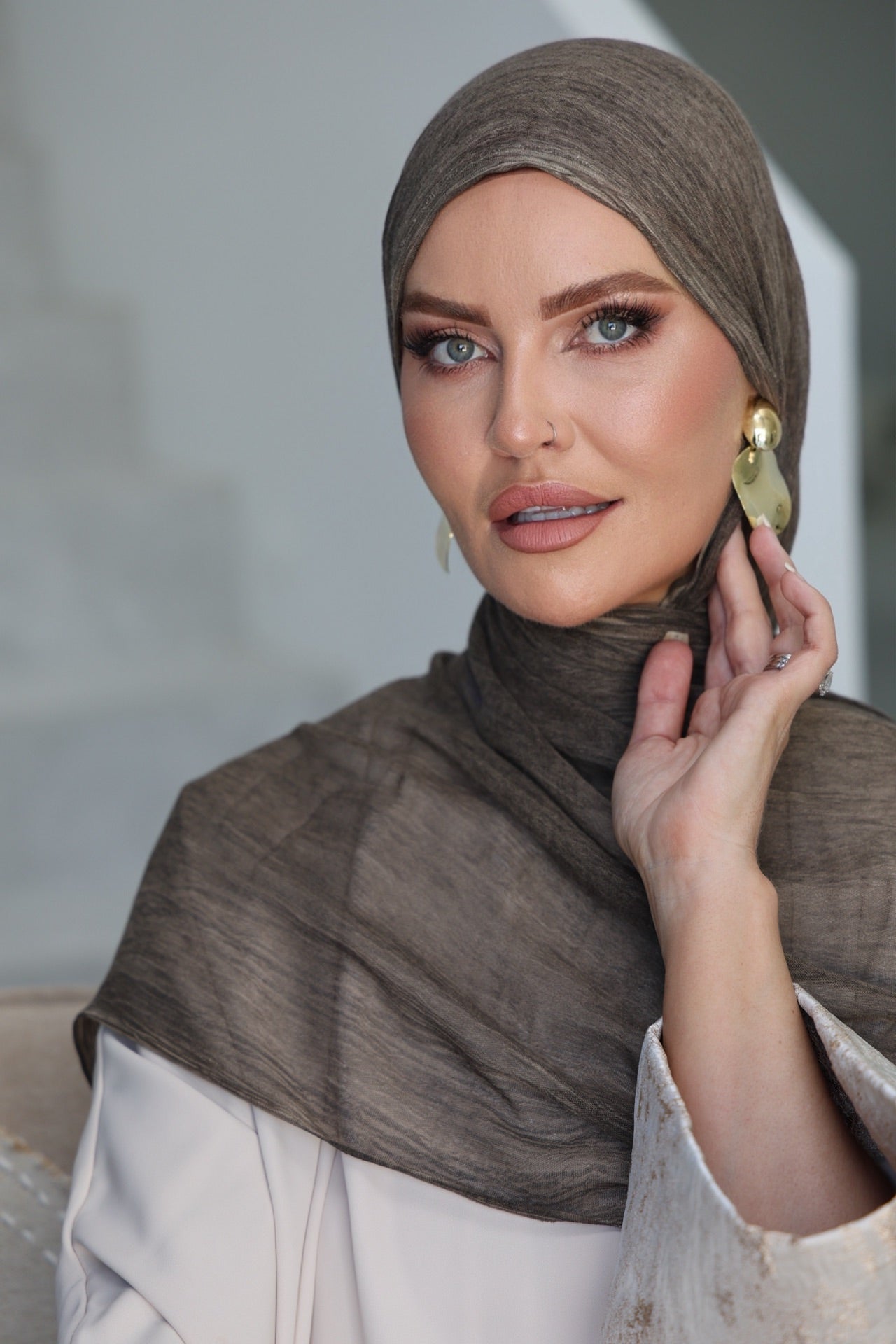 Sandy Taupe Textured Crinkled