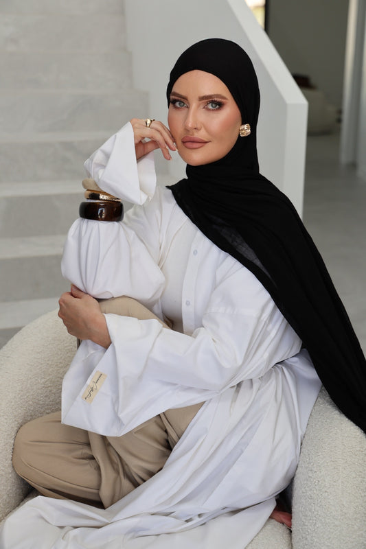 Black Butter Soft Crinkle Staple set (hijab+cap)