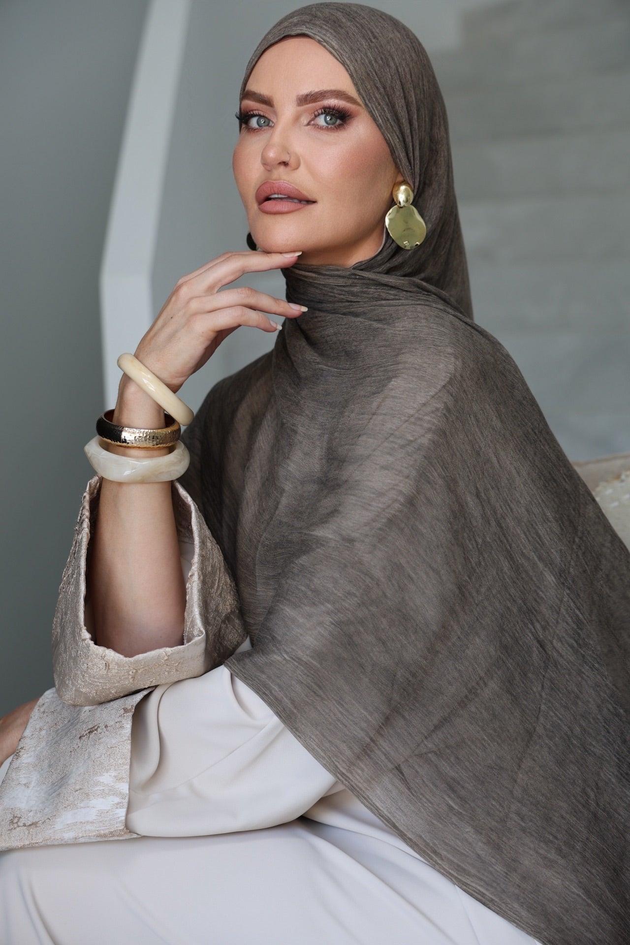 Sandy Taupe Textured Crinkled