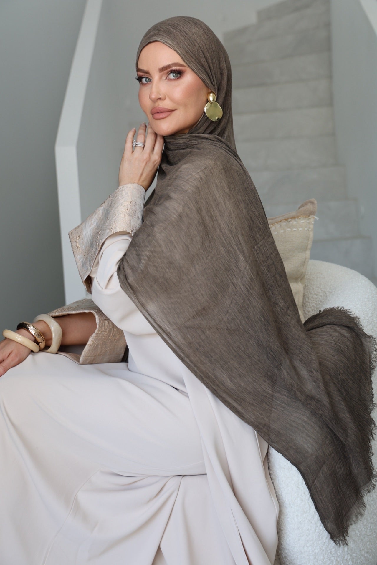 Sandy Taupe Textured Crinkled