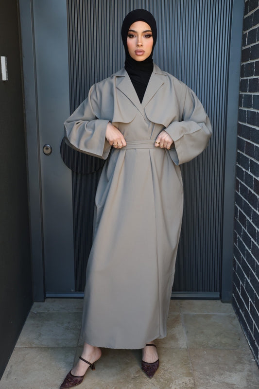 The Trench Abaya - Grey