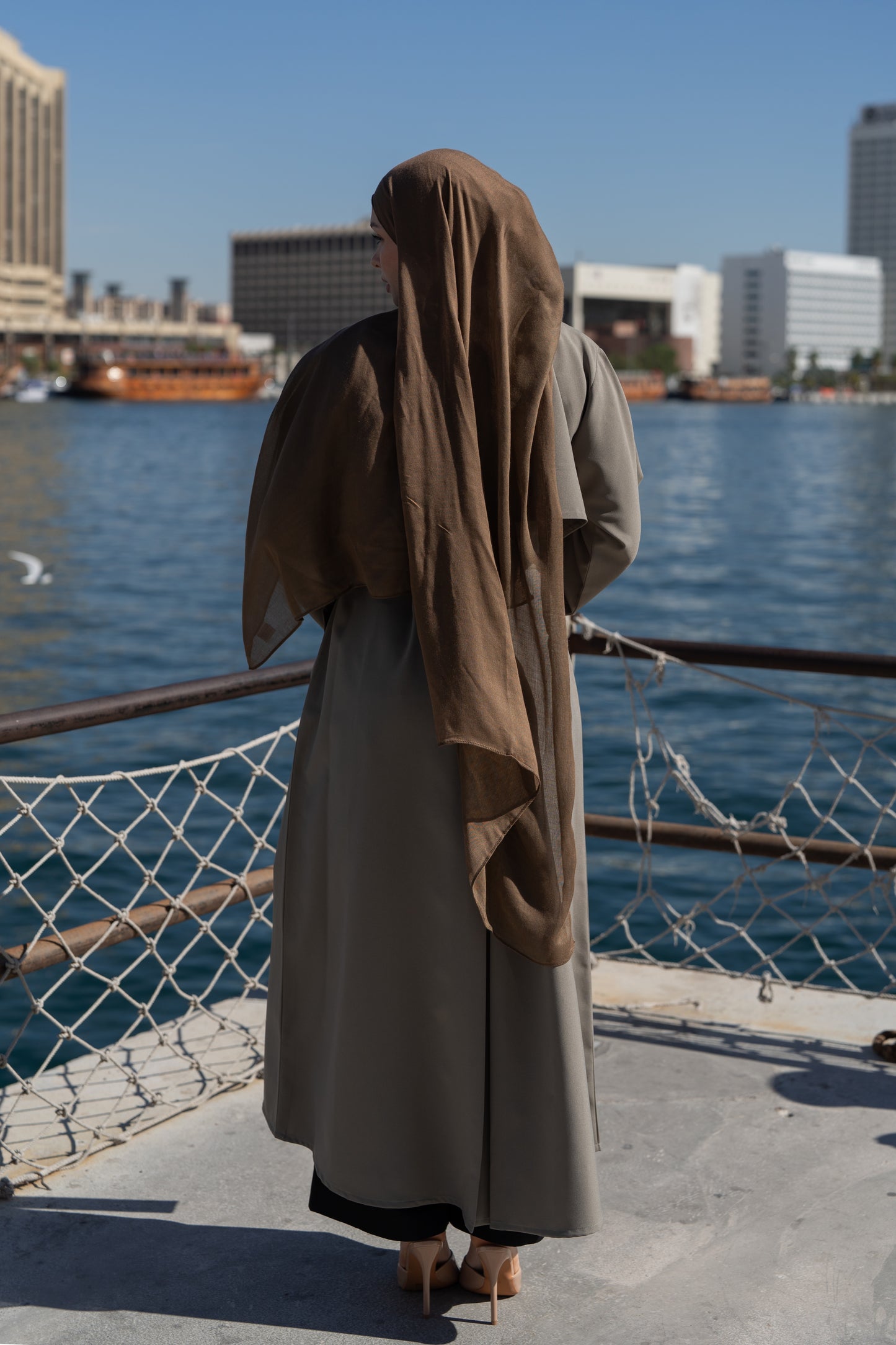 The Trench Abaya - Grey