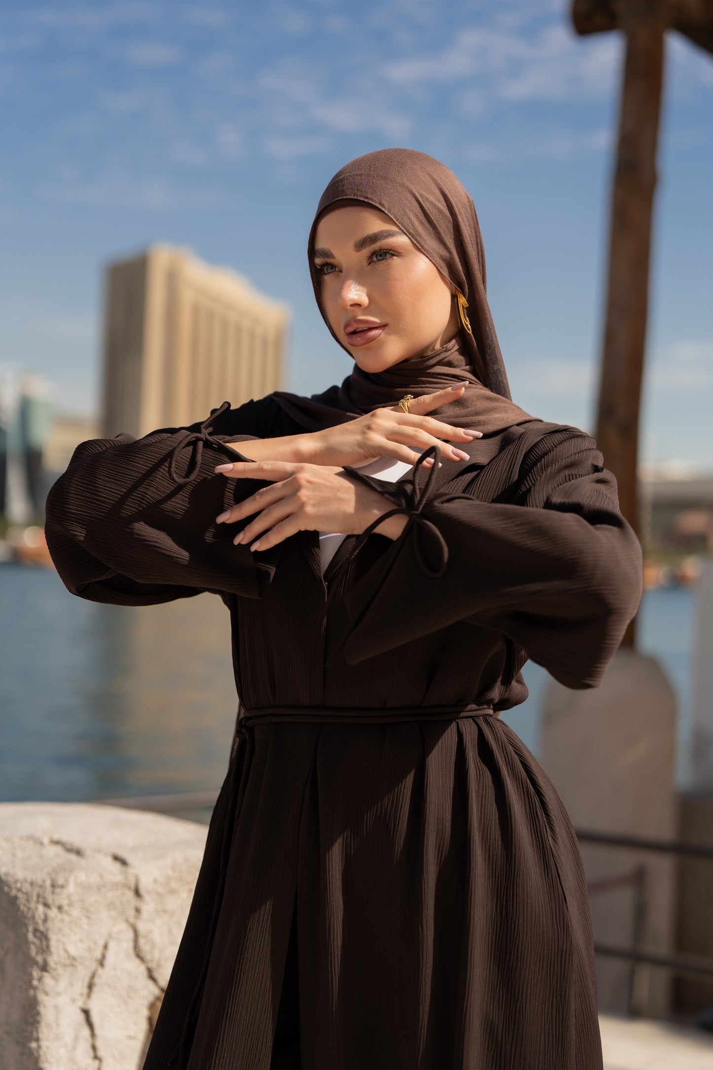 The Ribbed Tie Cuff Abaya