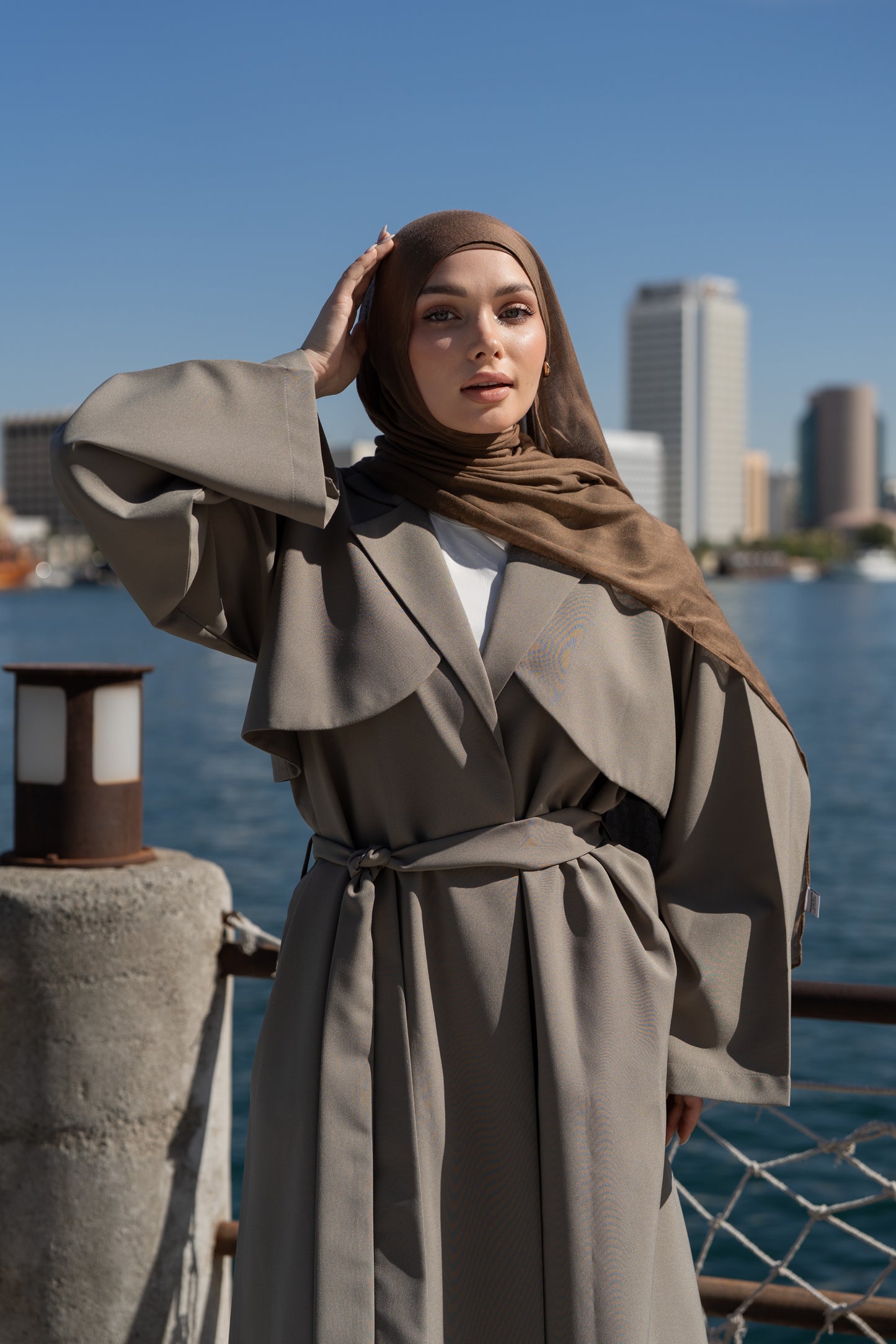 The Trench Abaya - Grey
