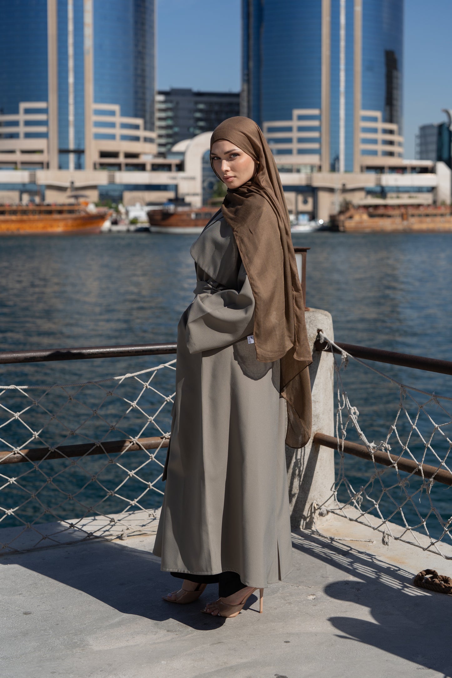 The Trench Abaya - Grey