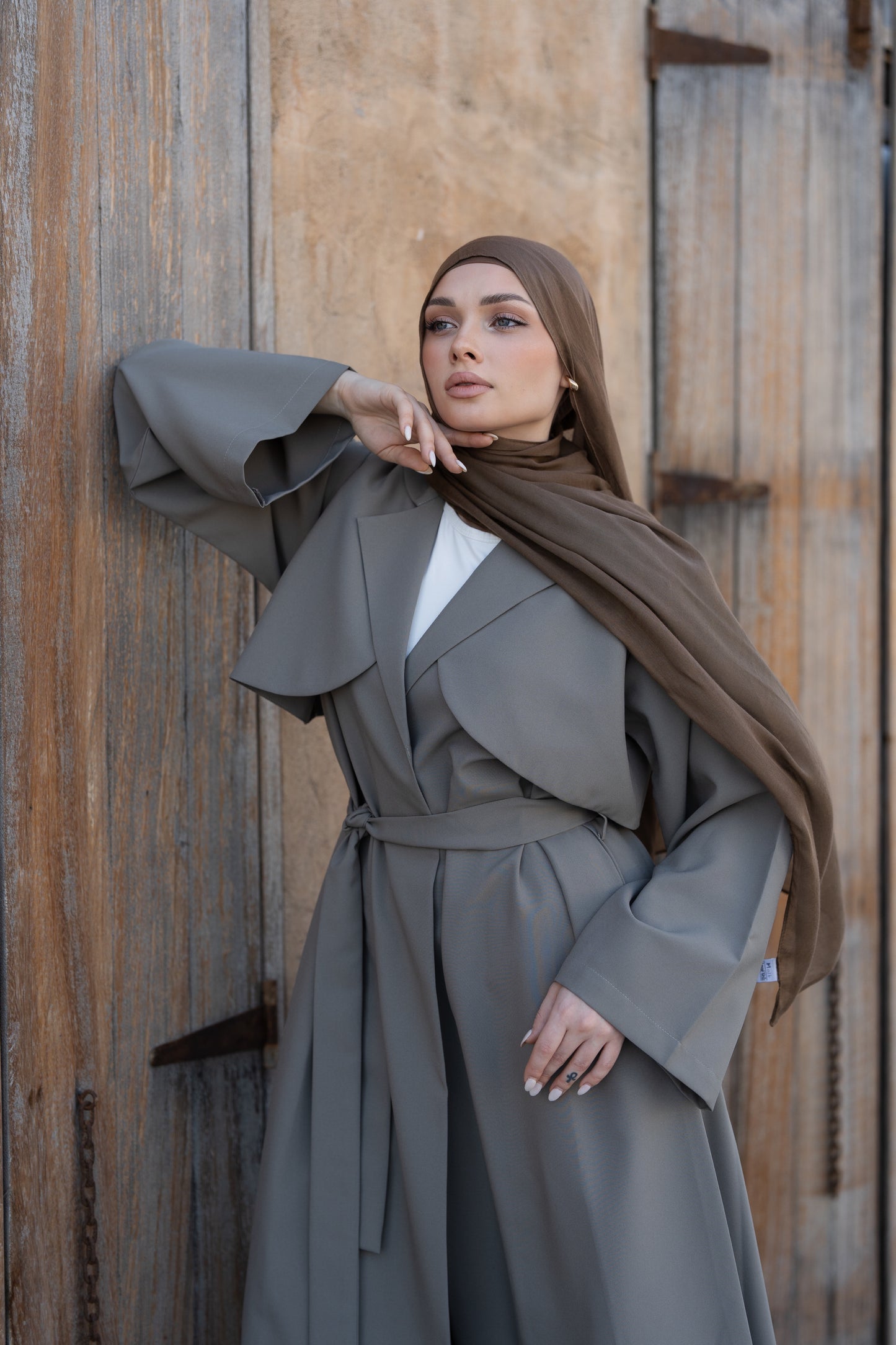 The Trench Abaya - Grey