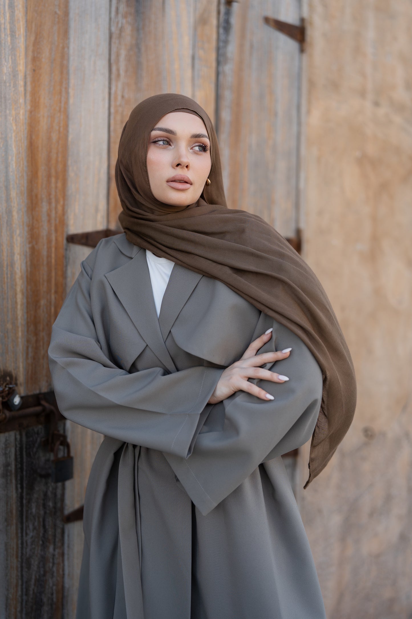 The Trench Abaya - Grey