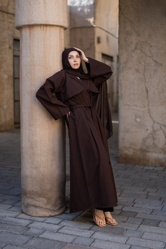 The Trench Abaya - Chocolate